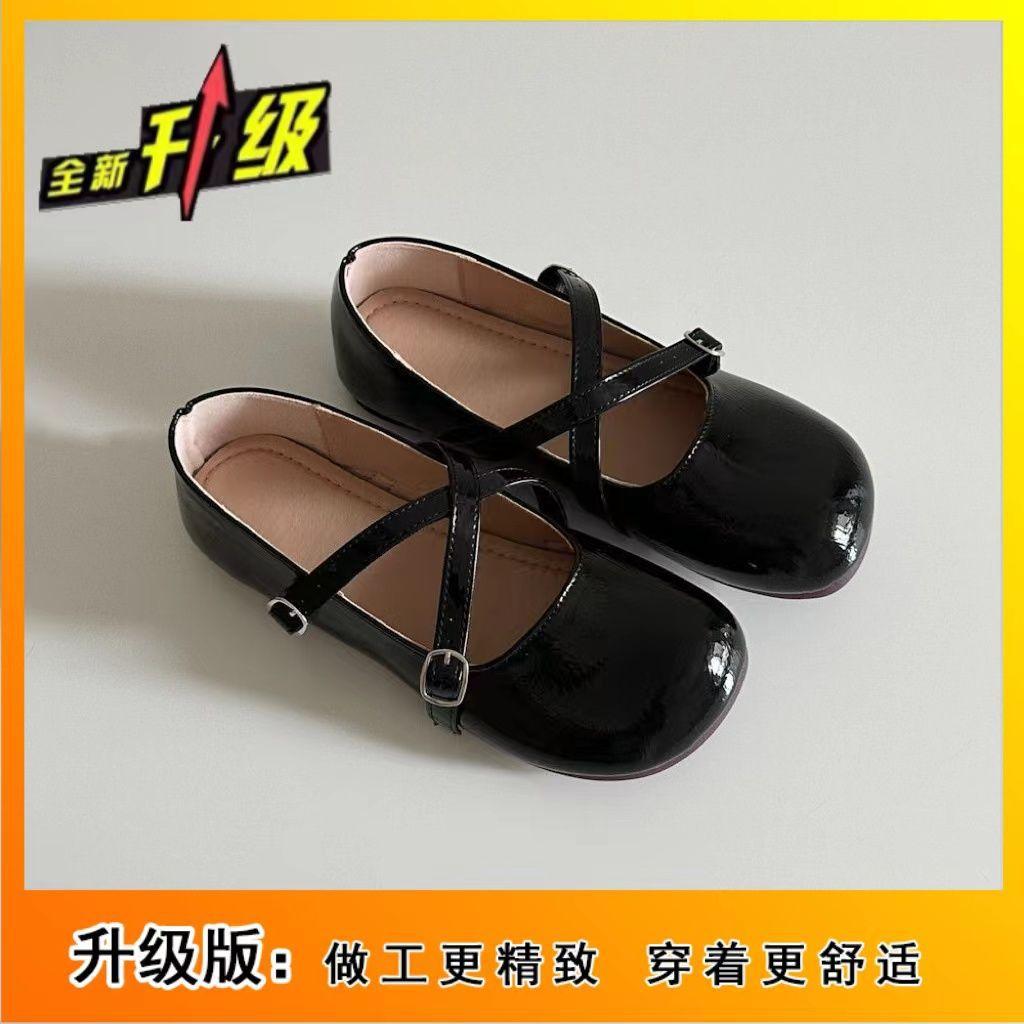 Crossed Silver Single Shoes Women's Flat-soled Soft-soled Light-mouth Round Head Mary Jane Gentle Wind Evening Shoes Fairy Beanie Shoes