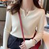 Women's Fashion Casual Fall Winter Solid Color Print Long Sleeve V-Neck Sweaters