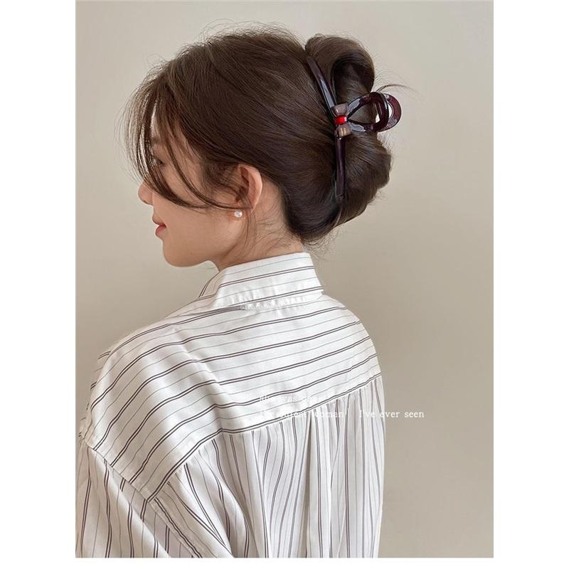 Large Acrylic Bow Shark Clip Non Slip Thick Hair Claw Women Daily Back Head Updo Hair Accessories