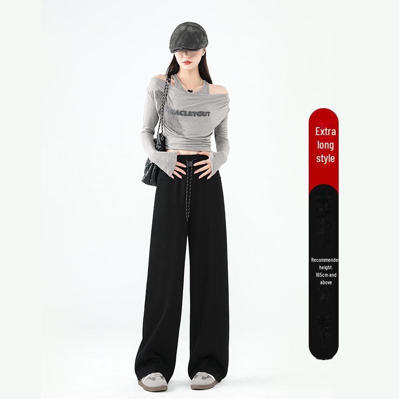 Женские серые широкие спортивные брюки - осень/зима 2024 года, стиль Yunrou Wutong