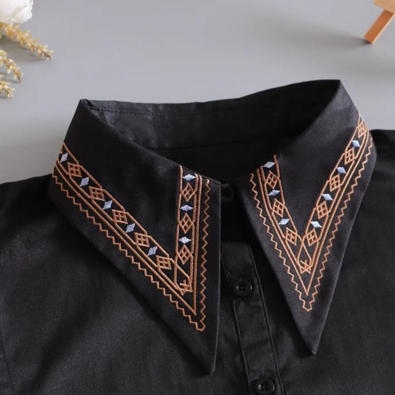 White Embroidery Fake Collar Women Big Lapel False Collars Woman Decoration Detachable Collars Tie Blouse Removable Nep Kraagie
