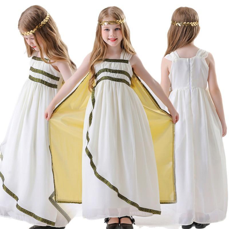 Cosplay Halloween costume for children Cleopatra gold girl dress princess dress ancient Roman Greek performance costume