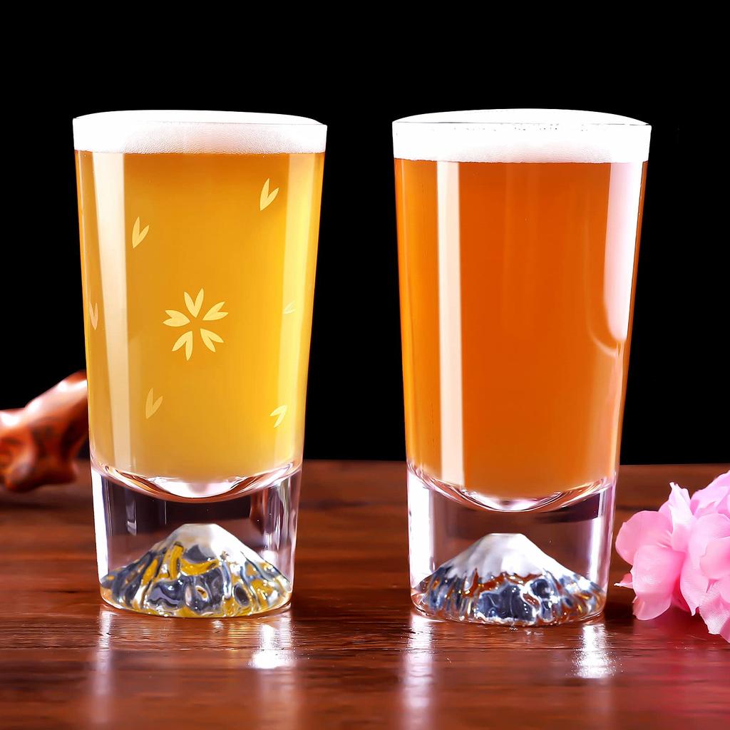 Fuji Glass Sakura Kiriko Tumbler Pair Set 240cc Easy To Hold Luxury Artisan Handmade Paulownia Box Rocks Glass Beer Highball Glass Stylish Celebration