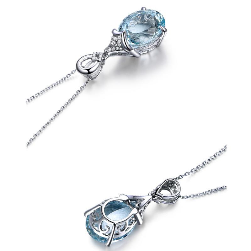 BELLA BOX Натуральный каратный морской синий сокровище с бриллиантами, инкрустированный цветным кулоном для женщин, очаровательные ювелирные изделия для свадьбы и помолвки, новые модные