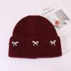 Small pearl knot knitted hat Korean version casual versatile face small winter warm hat