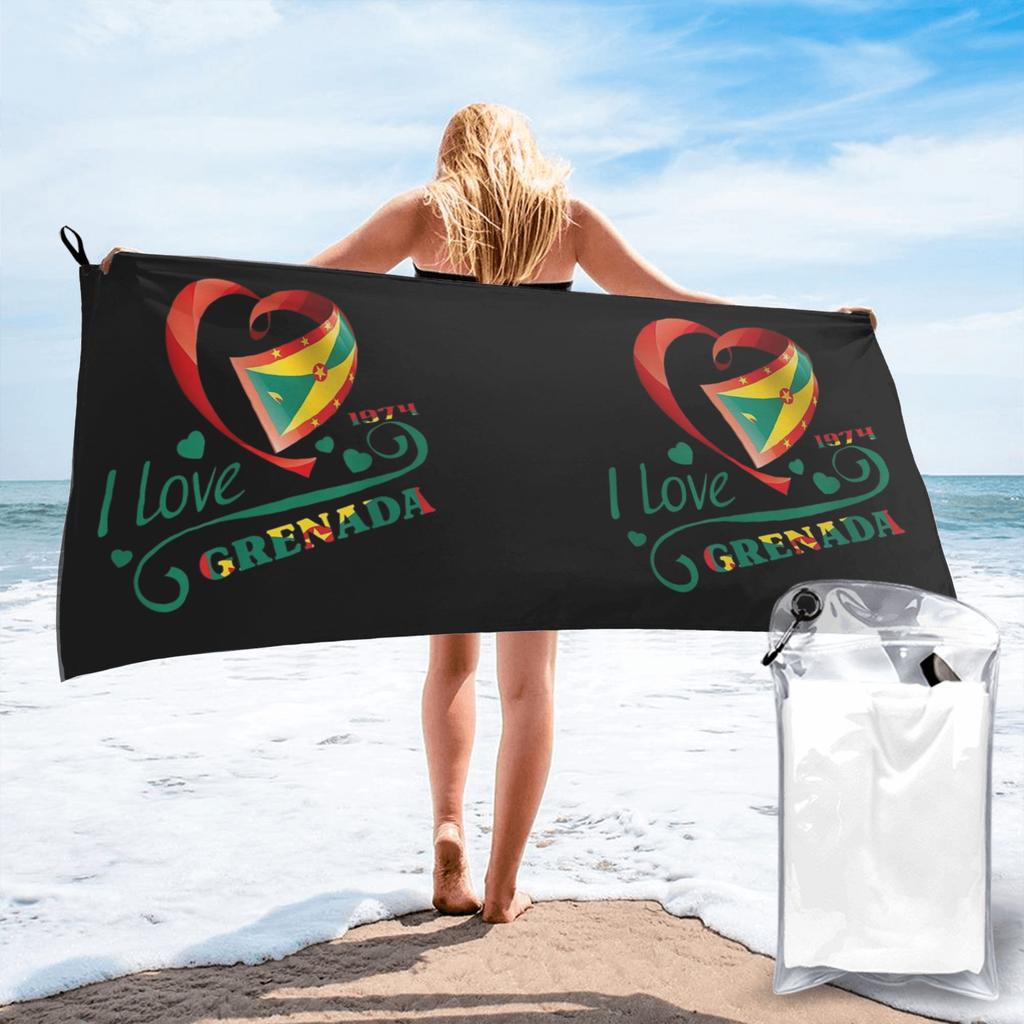 Grenada Independence Day Beach Towel Soft Microfiber Quick Dry Absorbent Quick Towels For Bath