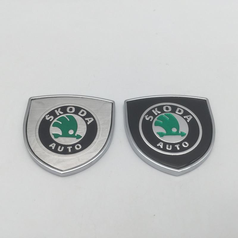 2pcs 3D Metal new for SKODA Car Body Window Fender side Emblem Badge Decal rear tail bumper trunk Sticker styling Accessories