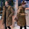Women's Autumn And Winter Down Jacket Medium Length Hooded Coat Solid Color Loose Cotton-padded Clothes