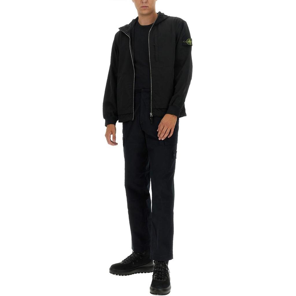STONE ISLAND Zipped Hoodie Black Men Outerwear 791566853-V0029