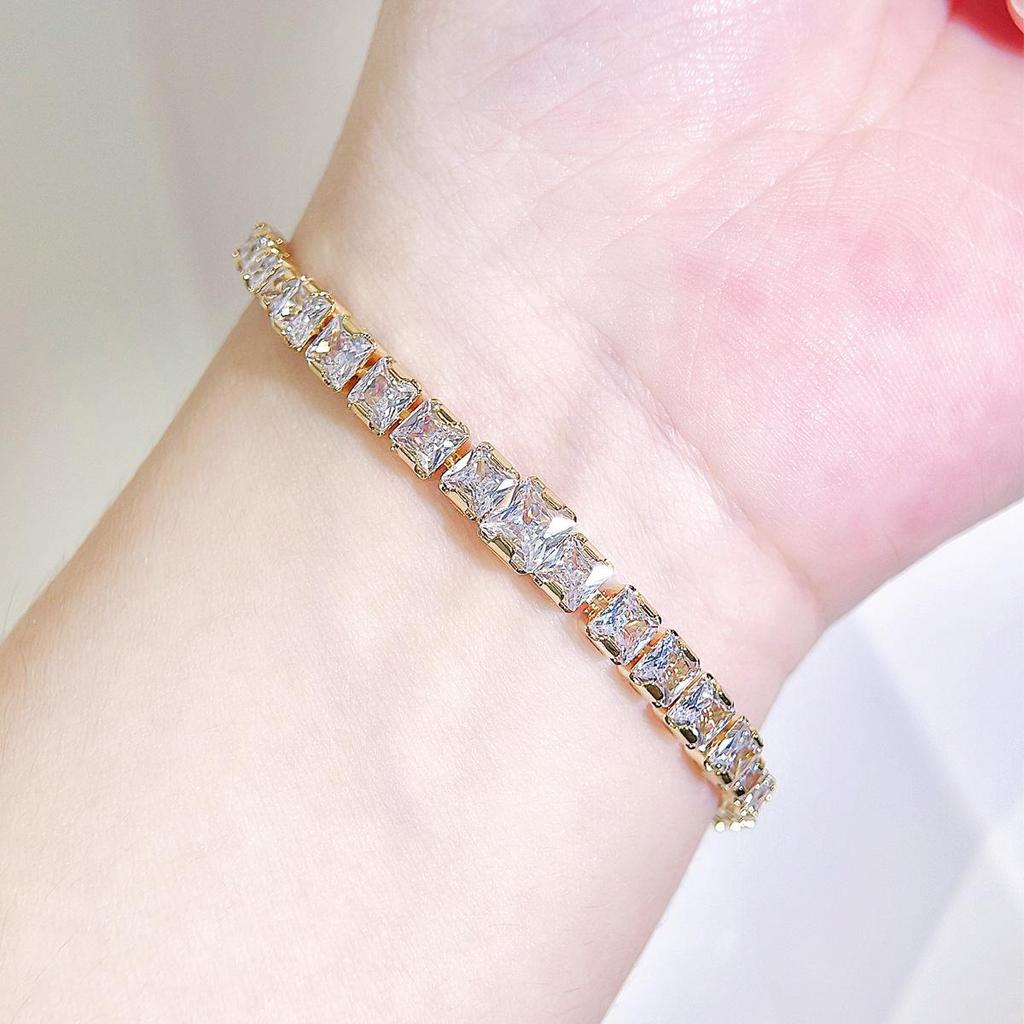 CMM Korean-Style Elegant Temperament Women's Jewelry High-Quality Metal Accessories Shiny Zircon Tennis Bracelet