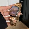 IWatch uchun leopard naqshli ayollar bilaguzugi 46mm 38mm 42mm 41mm Apple Watch tasmasi Series10 9 8 Ultra 2 49mm SE 7 6 40mm 44mm 45mm uchun zanglamaydigan po'lat bilaguzuk