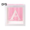 Balloon Box Reusable Clear Paper Box with Letter Stackable DIY Assembly 25 X 25cm Cube Box for Graduation Wedding Birthday Party Decor