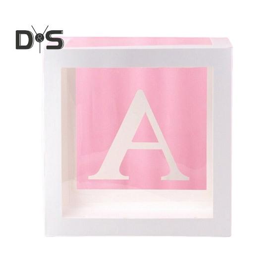 Balloon Box Reusable Clear Paper Box with Letter Stackable DIY Assembly 25 X 25cm Cube Box for Graduation Wedding Birthday Party Decor