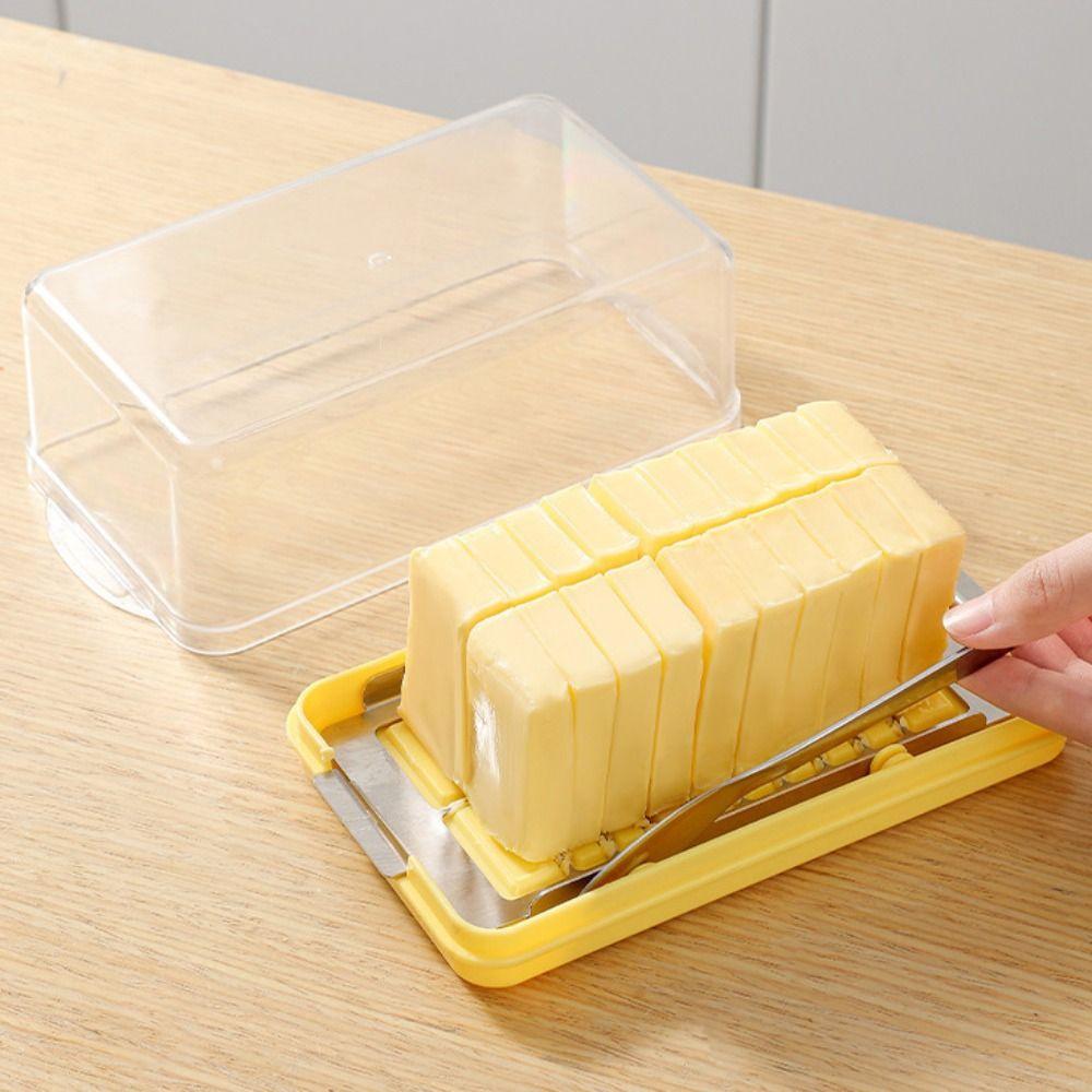 with Cutting Net Butter Slicer Box Clear Lid Cheese Keeper Kitchen Baking