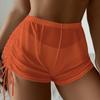 Women's Mesh Transparent Bikini Cover Summer Beach Shorts Drawstring Swimwear