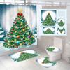 4 шт. занавеска для душа «Рождественская елка» с 12 крючками и нескользящим ковриком для ванной комнаты Набор декора для ванной комнаты с накладкой на крышку унитаза и U-образным ковриком