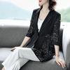 Blazer Suit for Women Slim Fit Long Sleeve Button Cardigan Solid Color Lace Suit Jacket
