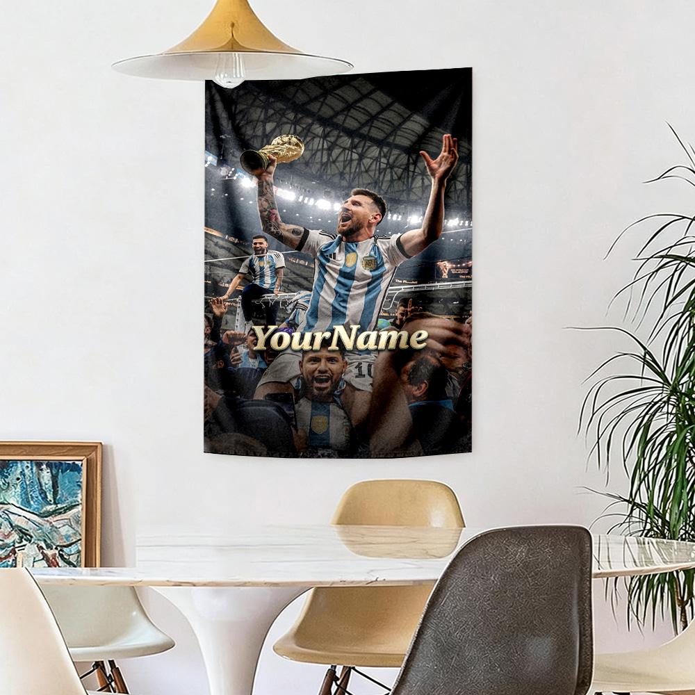 Messi Custom Your Name Wall Decor Tapestry Art For Pet Memorial Birthdaywedding Party Backdrop Family Gift