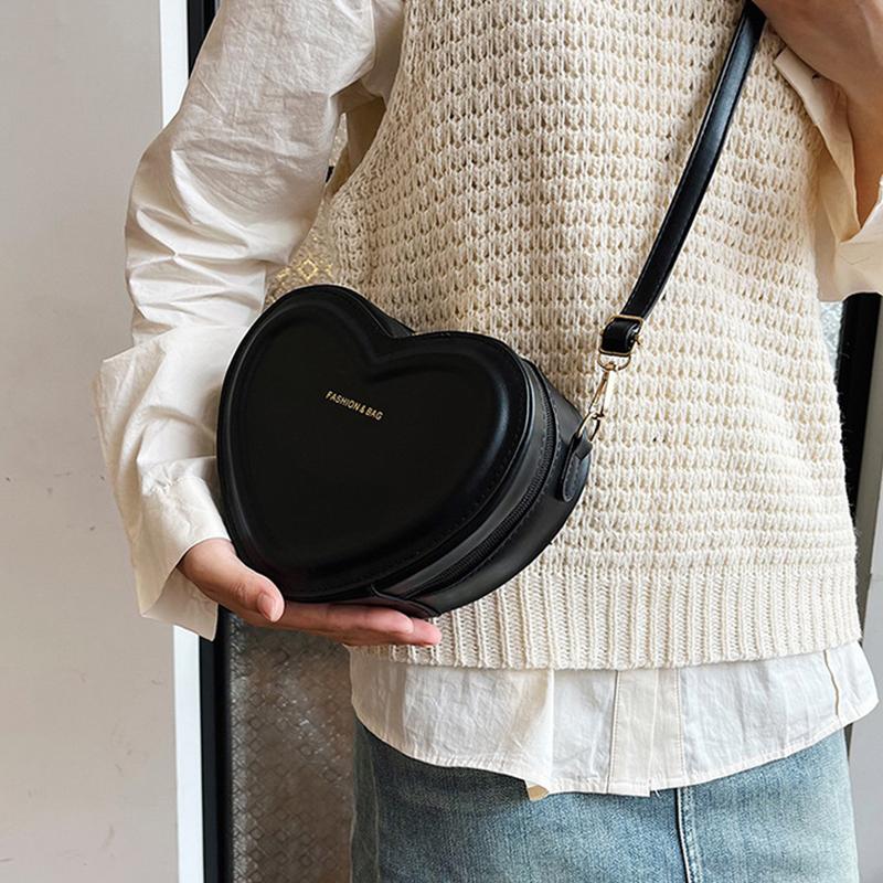Fashion Heart Shape Crossbody Bags For Women New Solid Color Pu Leather Shoulder Bag Casual Ladies Handbags Designer Bags
