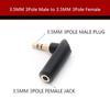 3.5mm 3/4Pole Gold-plated Connector Male To Female Headphone Adapter Right Angle Adapter