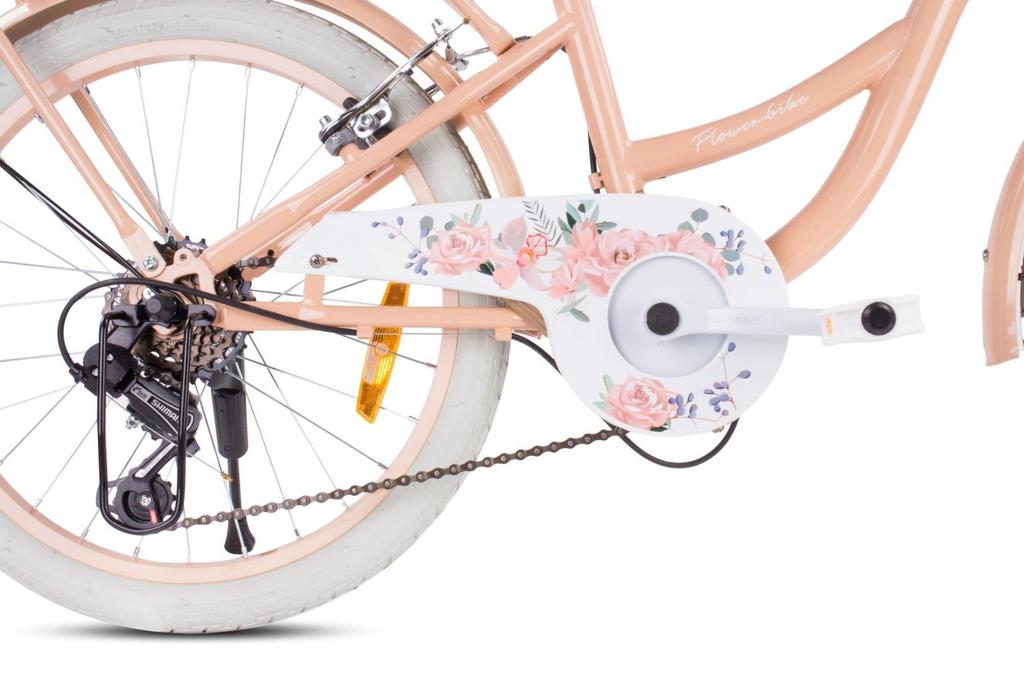 Велосипед 20 дюймов Для Девочки Детский Shimano 6 Скоростей Flower Bike Абрикосовый Sun Baby