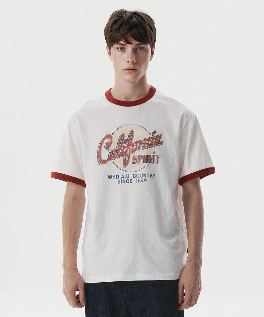WHO.A.U Винтажная футболка с принтом мешка для семян Ringer T-Shirt / Whrag2491U