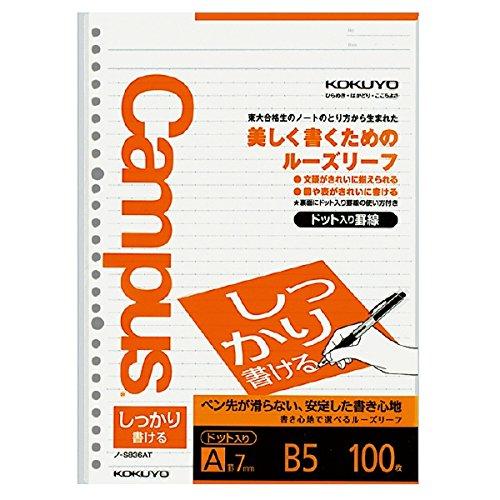 KOKUYO Campus Loose Leaf, A-lined Dots, B5, 100 Sheets, Set of 2