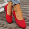 Spring Flat Bottomed Round Toe Shoes with Shallow Mouth for Mothers Knitted Fashionable Versatile Shoes