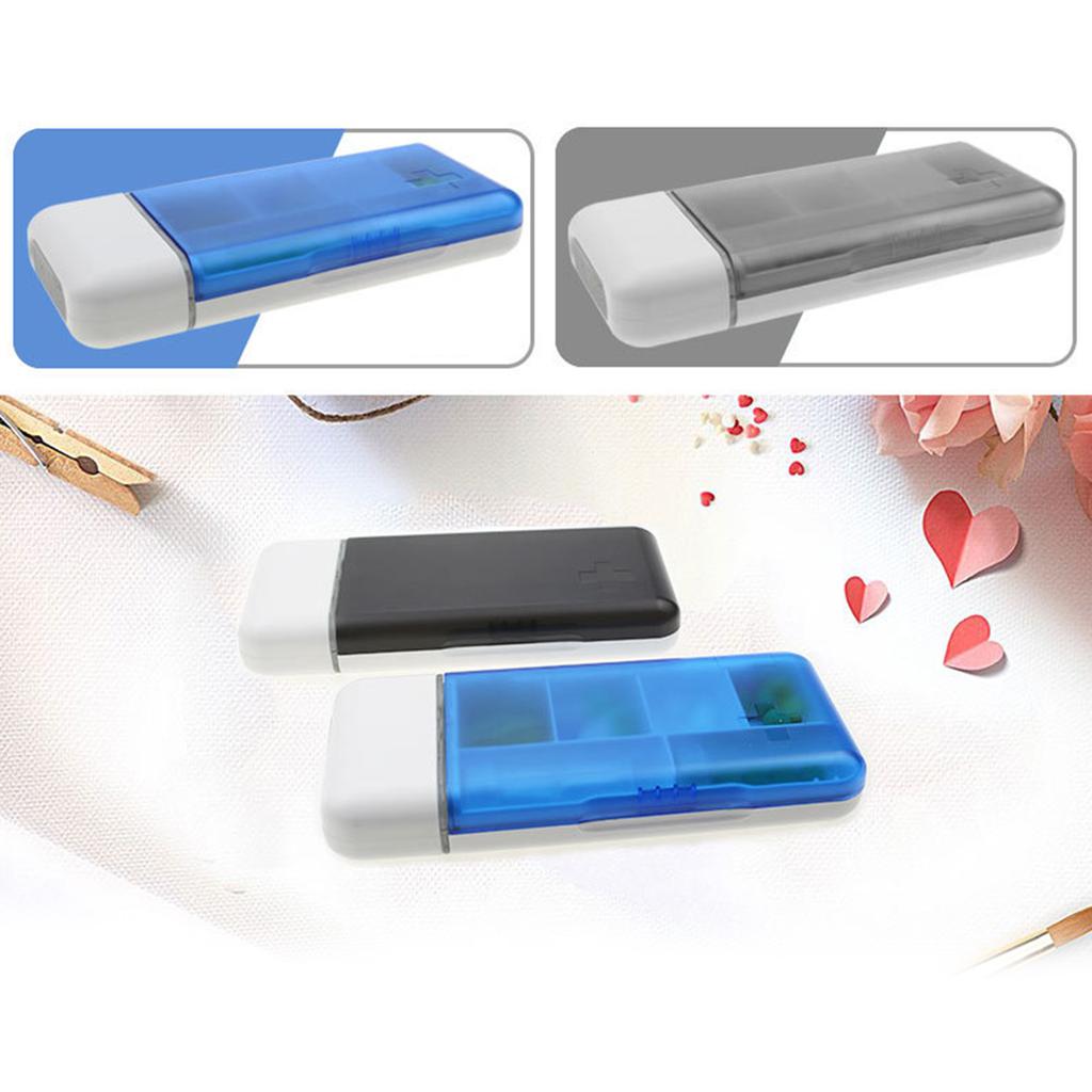 Portable Mini Pill Box with Timer Reminders 6 Compartments Pill Organizer Smart Pill Dispenser with Timer Alarm