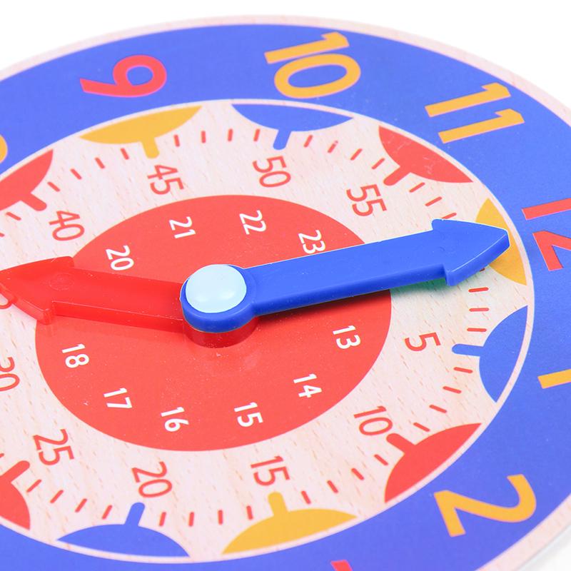 Children Montessori Wooden Clock Toys Hour Minute Second Cognition Clocks