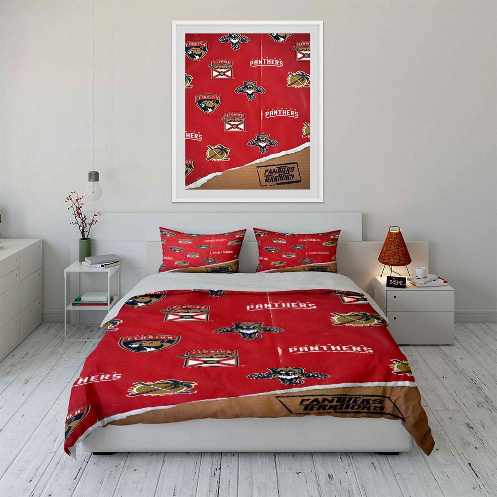 Florida Panthers Red Bedding Design Print Bedding Set Duvet Cover Pillowcases (1* Duvet Cover 2* Pillowcases Do Not Include Comforter)