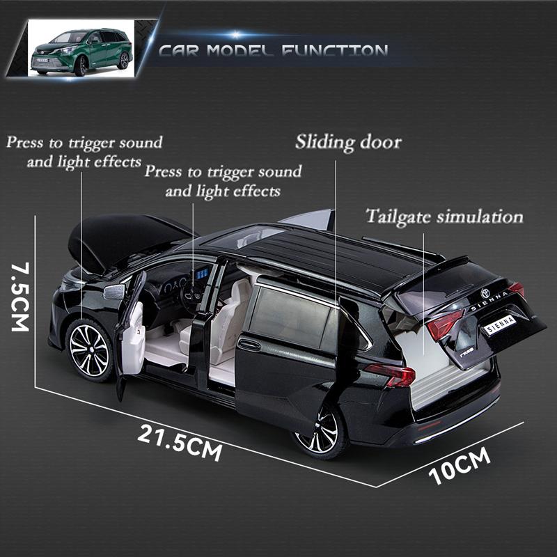 1/24 масштаб Sienna MPV, литая под давлением модель автомобиля, игрушечный автомобиль с откатным механизмом, звуком и светом для детей, коллекция подарков для мальчиков и девочек