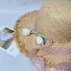 Small fresh strap Lafite straw hat women's summer big brim sun hat sun hat sun hat beach hat sun hat breathable