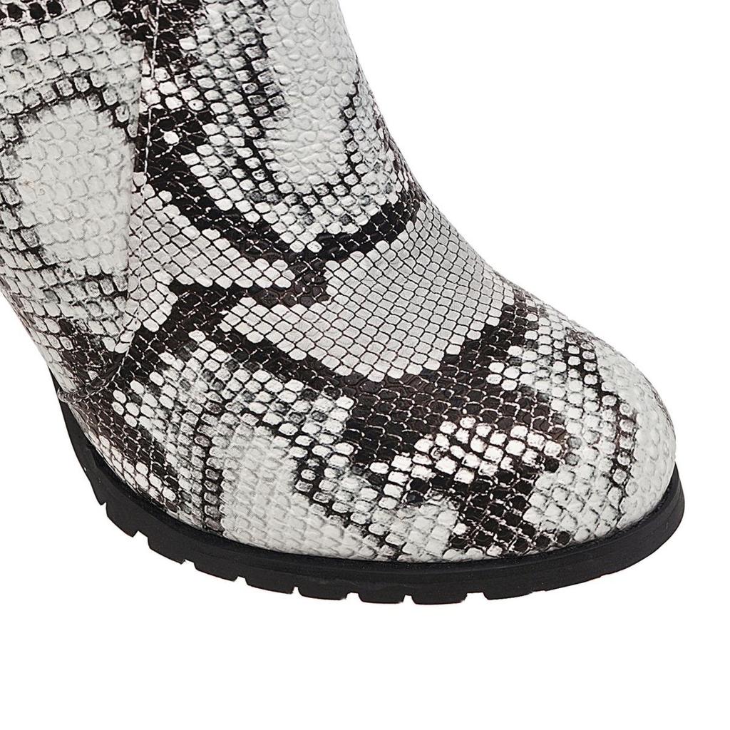 Q/Women's High Heel Boots Sexy Snake Skin Pattern Thick Heel Women's Boots Autumn and Winter New Large Size Boots