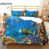 Комплект постельного белья Ocean Fish с изображением морской тематики для двоих, полиэстер, морской подводный мир, Sealife, двуспальное одеяло размера King Size
