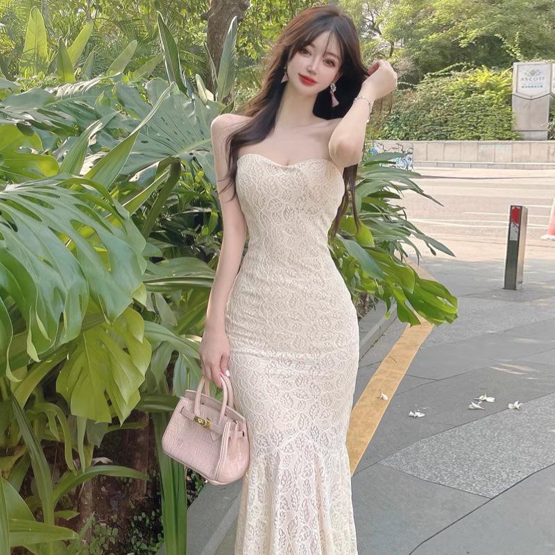 Women's Pure Desire Lace Chest Wrap Fishtail Dress Slim Fit Dress