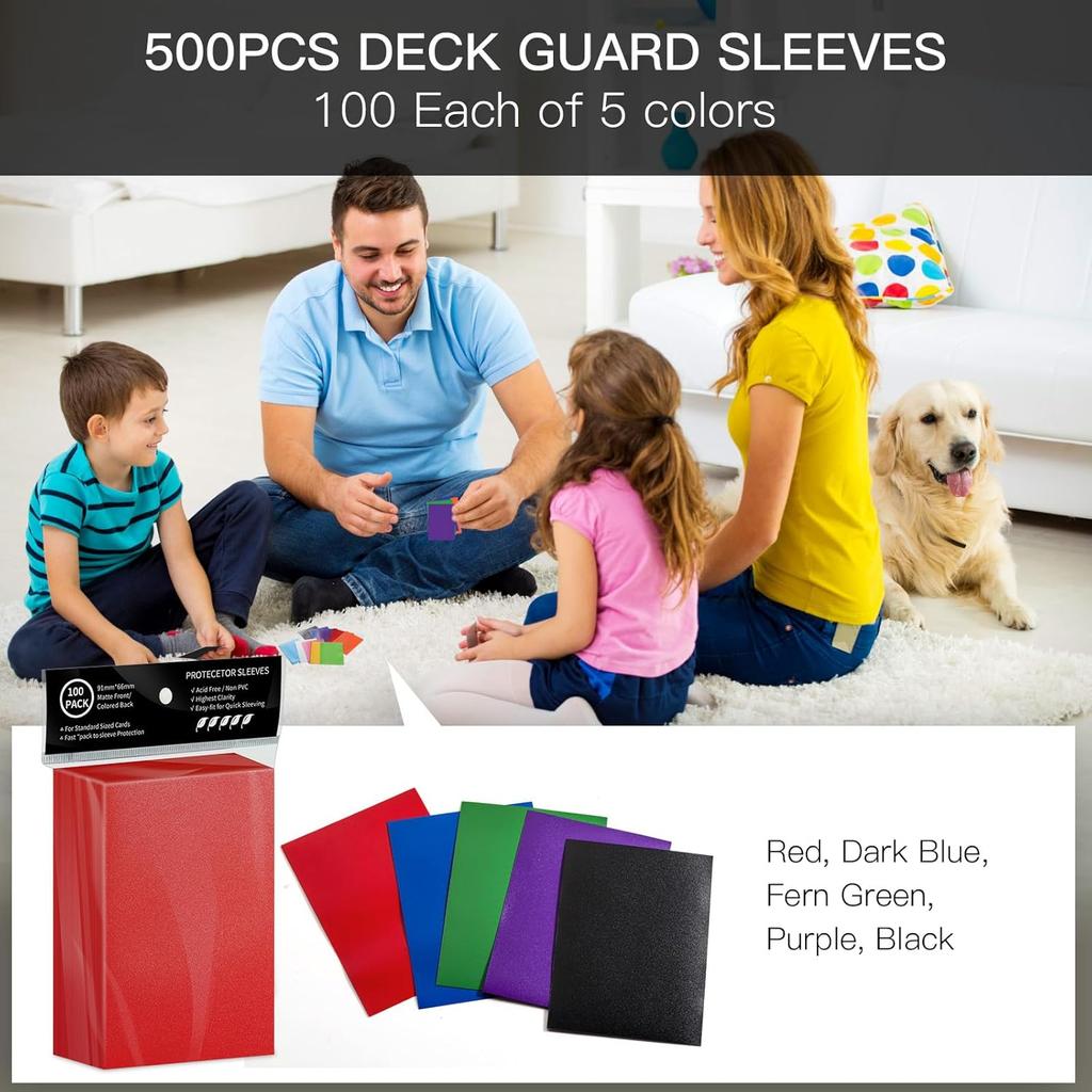 500 Count Card Sleeves for Trading Cards, Matte Deck Guard Card Sleeves, Card Protectors Sleeves for MTG, Baseball/Sports Cards, Yugioh Card, Game