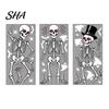 Easy Peel Glass Decal 3Pcs Halloween Skeleton Stickers, Waterproof PVC Window Clings, Static Decals, Wear-resistant Cling Removable Stickers for Home