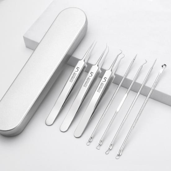 Набор инструментов для удаления черных точек, набор игл для удаления прыщей, экстрактор черных точек из нержавеющей стали с 15-кратным увеличительным стеклом, простой в использовании и очистке