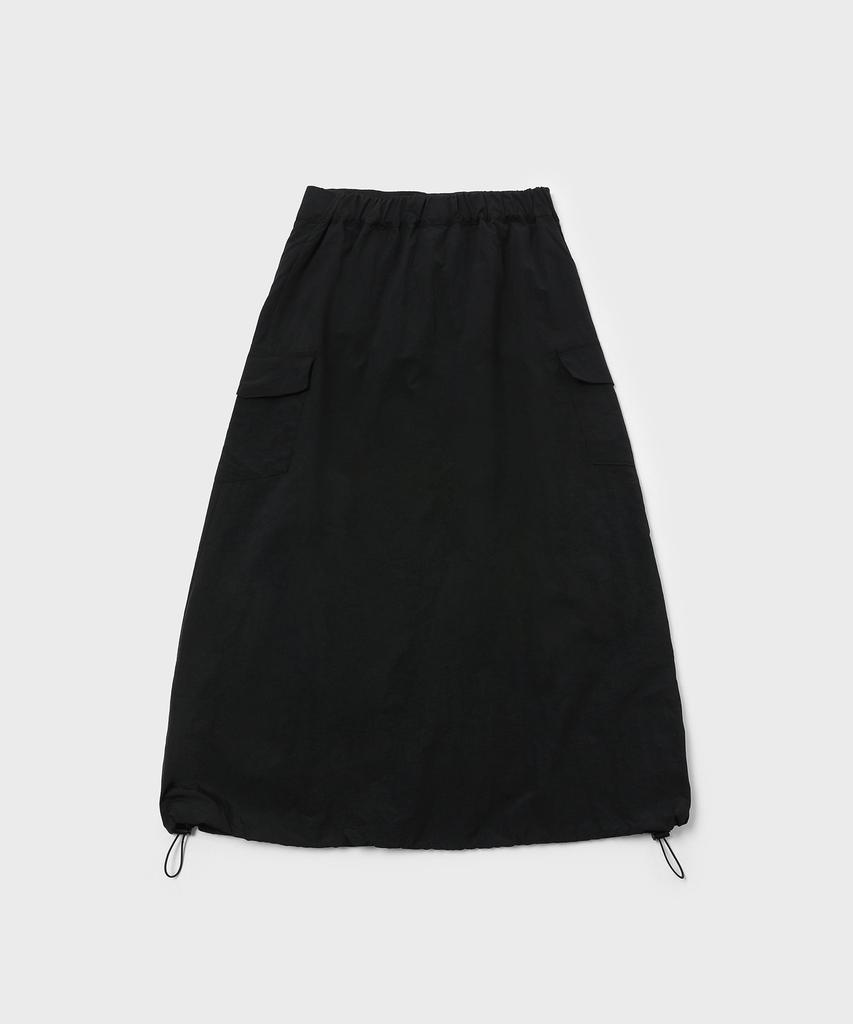 Slow Record House Nylon Cargo Long Skirt_Black