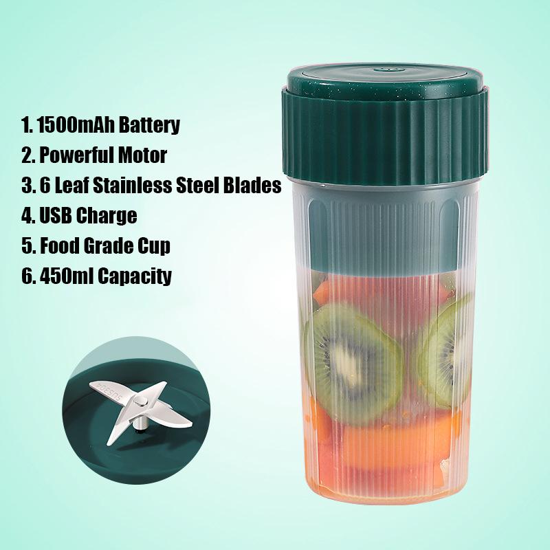 Мини-электрический блендер, портативная соковыжималка для фруктов, чашка, зарядка через USB, миксер для смузи, молочных коктейлей