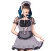 Coquettish Girly Cosplay Halloween Gingham Corset Maid Maid Black Costume Fancy Dress Costume [Clear Stone] Women's