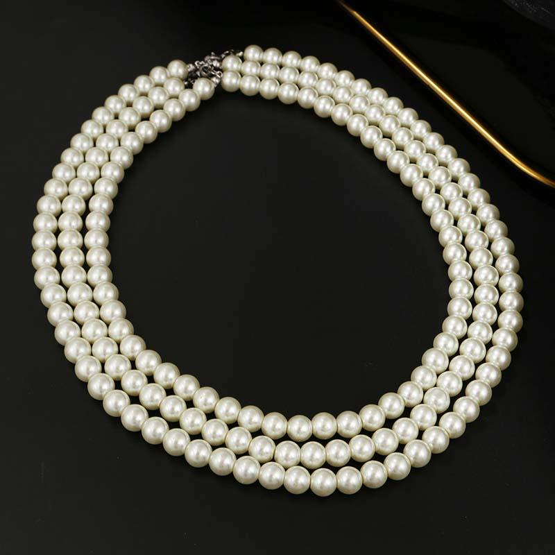 6 /8 /10mm Trendy Imitate Pearl Necklace &Bracelet For Men Women Hip Hop Beads Necklace Simple Jewelry Girl Boy Gift