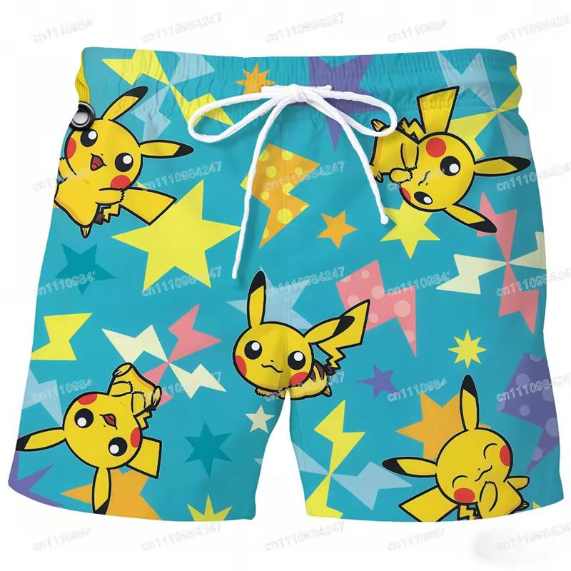 Летние пляжные шорты Psyduck 2026 Pokemon Мультяшные Быстросохнущие Board Shorts Милый принт с уткой Повседневные праздничные брюки для мужчин женщин Спорт