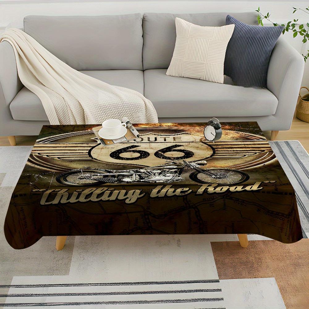 1PC retro style, warm brown color, featuring 66 highway sign, motorcycle, and flame case in simple European stylexzj