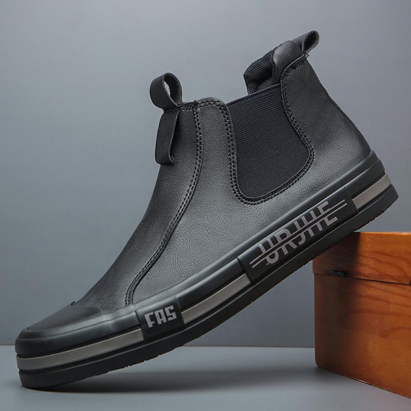 Новые мужские кожаные ботинки корейский тренд удобная мужская обувь британская мода мужские высокие кроссовки новые мокасины мужские