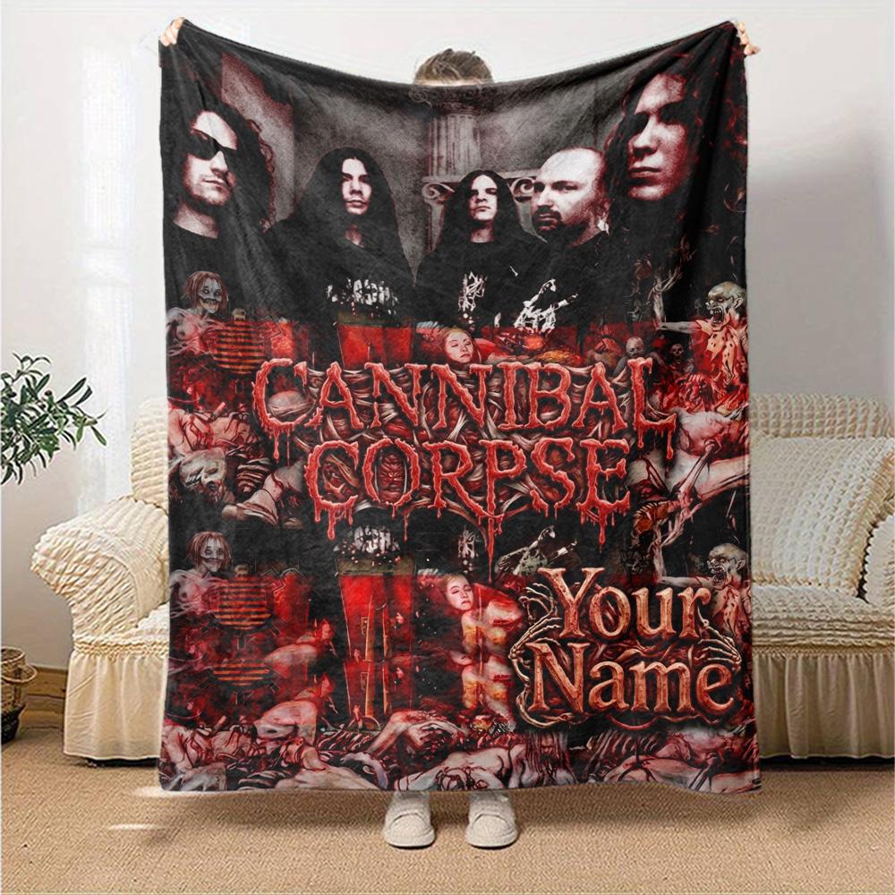 Name Custom Cannibal Corpse Print Flannel Blanket High Quality Warm Comfortable Cover for All Seasons Perfect for Gifts Home Decor