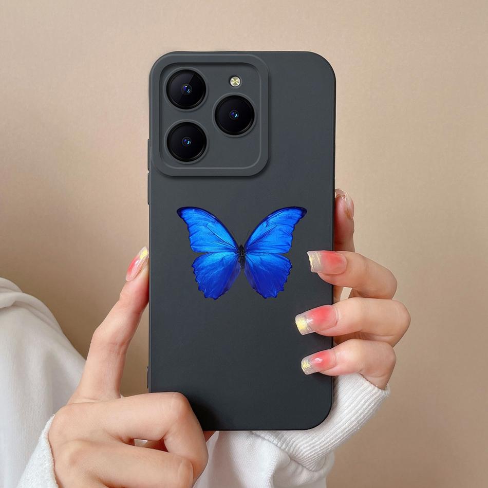 Чехол для телефона Realme C63 C61 Задняя крышка с рисунком Сердце Бабочка Для Oppo Realme C 61 C 63 Мягкий Жидкий Силикон Защита Камеры Fundas