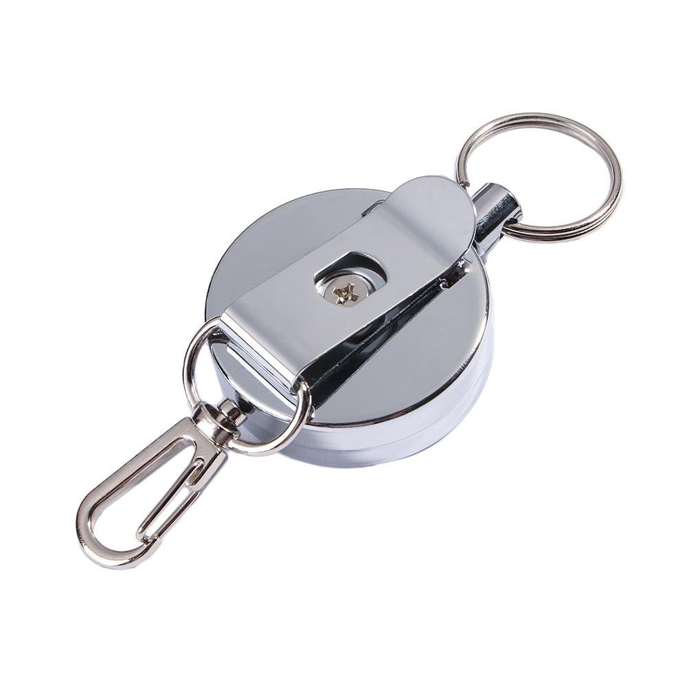 High Resilience Elastic Keychain Badge Reel Metal Safety Burglar Trinket ID Card Holder Key Buckle