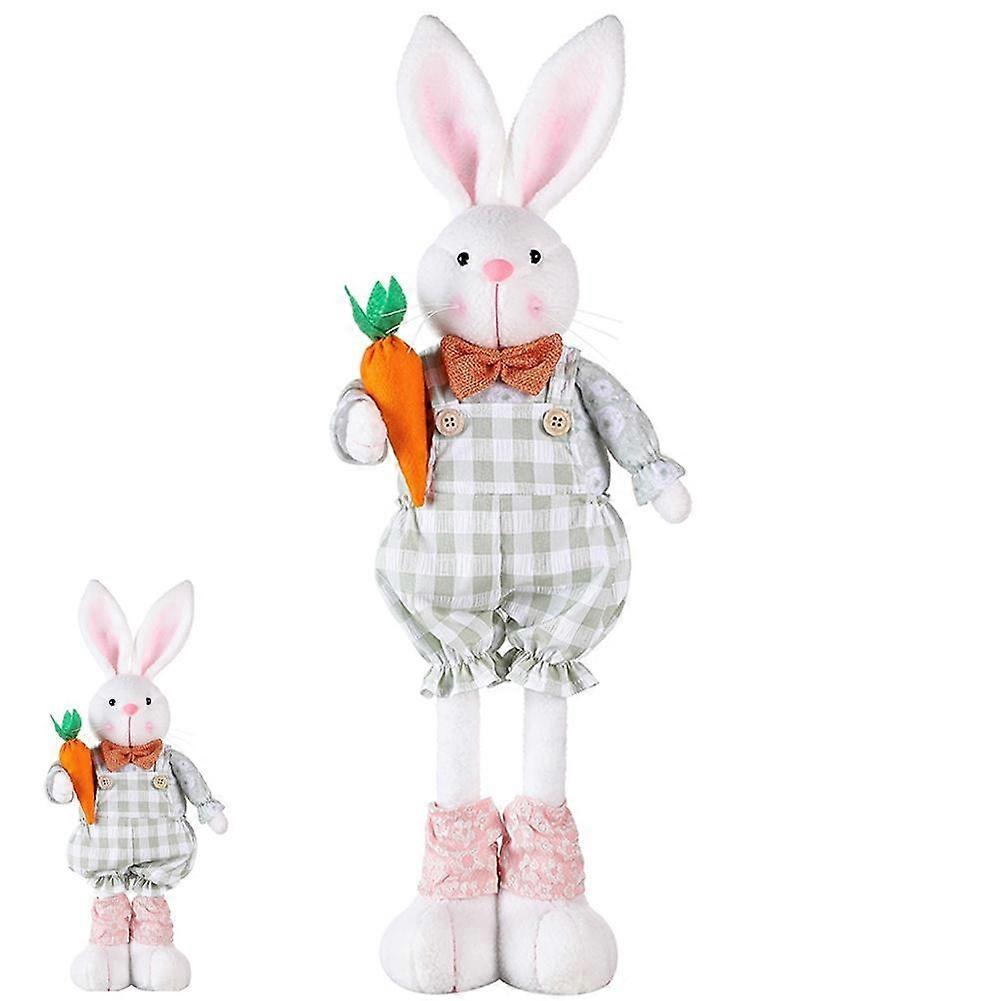 Easter Standing Bunny Ornament with Retractable for Home Decor Party